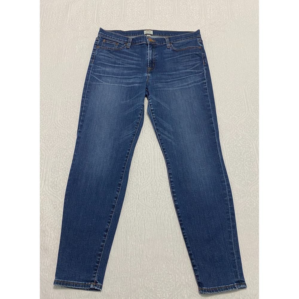 J Crew Toothpick Jeans Womens 32 Blue Skinny Medium Wash Stretch Denim